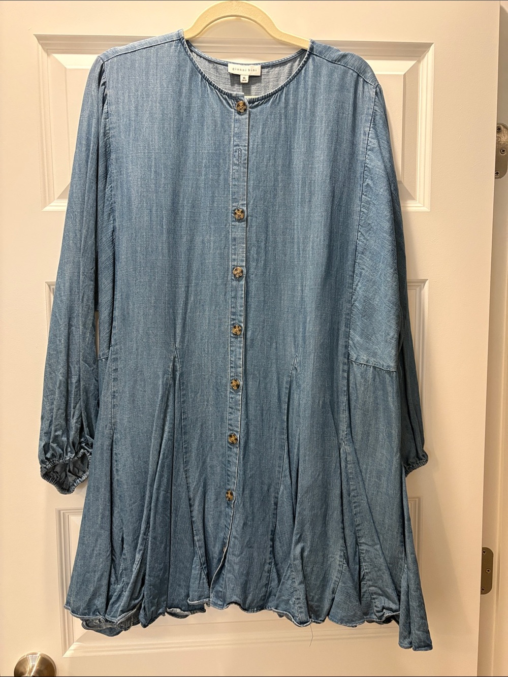 Gianni Bini Light Blue Denim Button-Front Tunic Dress